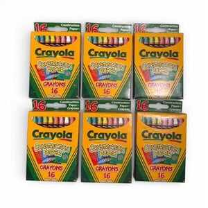 Lot 0f 6 Crayola Construction Paper Crayons 16 Count Colors, 2000 Made In USA